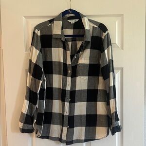 Black and White Plaid Flannel Womens Shirt